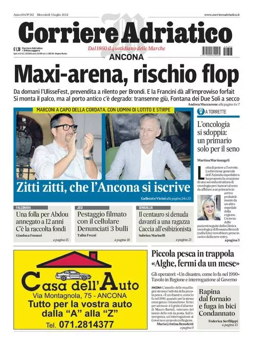 Prima-pagina-corriere adriatico-edizione-di-oggi-03-07-2024